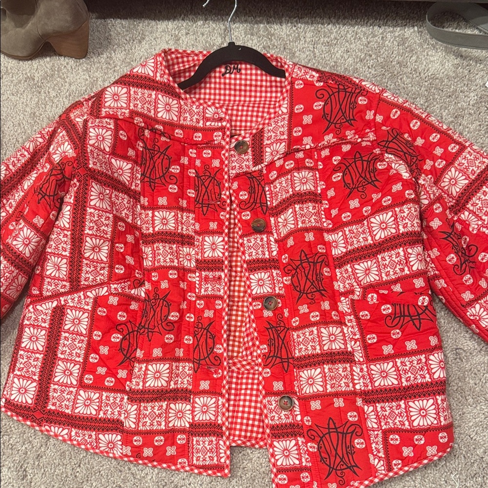 Red Patterned Women's Jacket